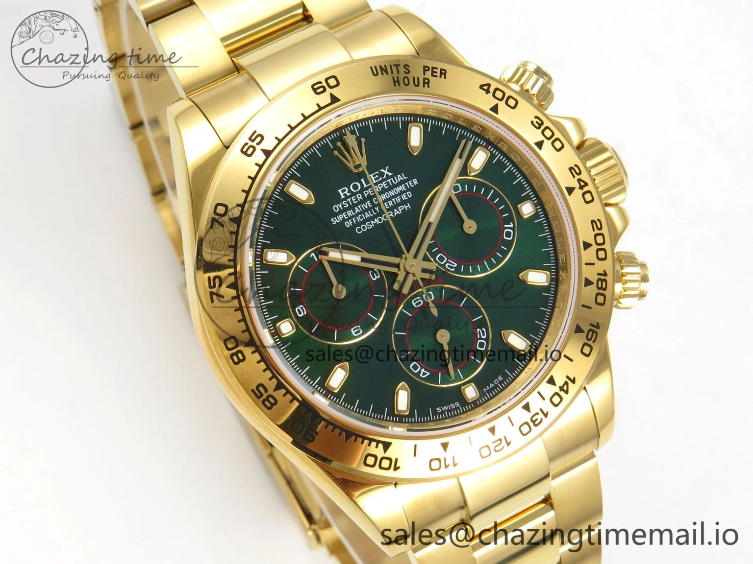 Original Daytona 116508 YG 3CF 1:1 Best Edition YG Bezel Green Dial on YG Bracelet SH4130 V2(Mod Version) 10817