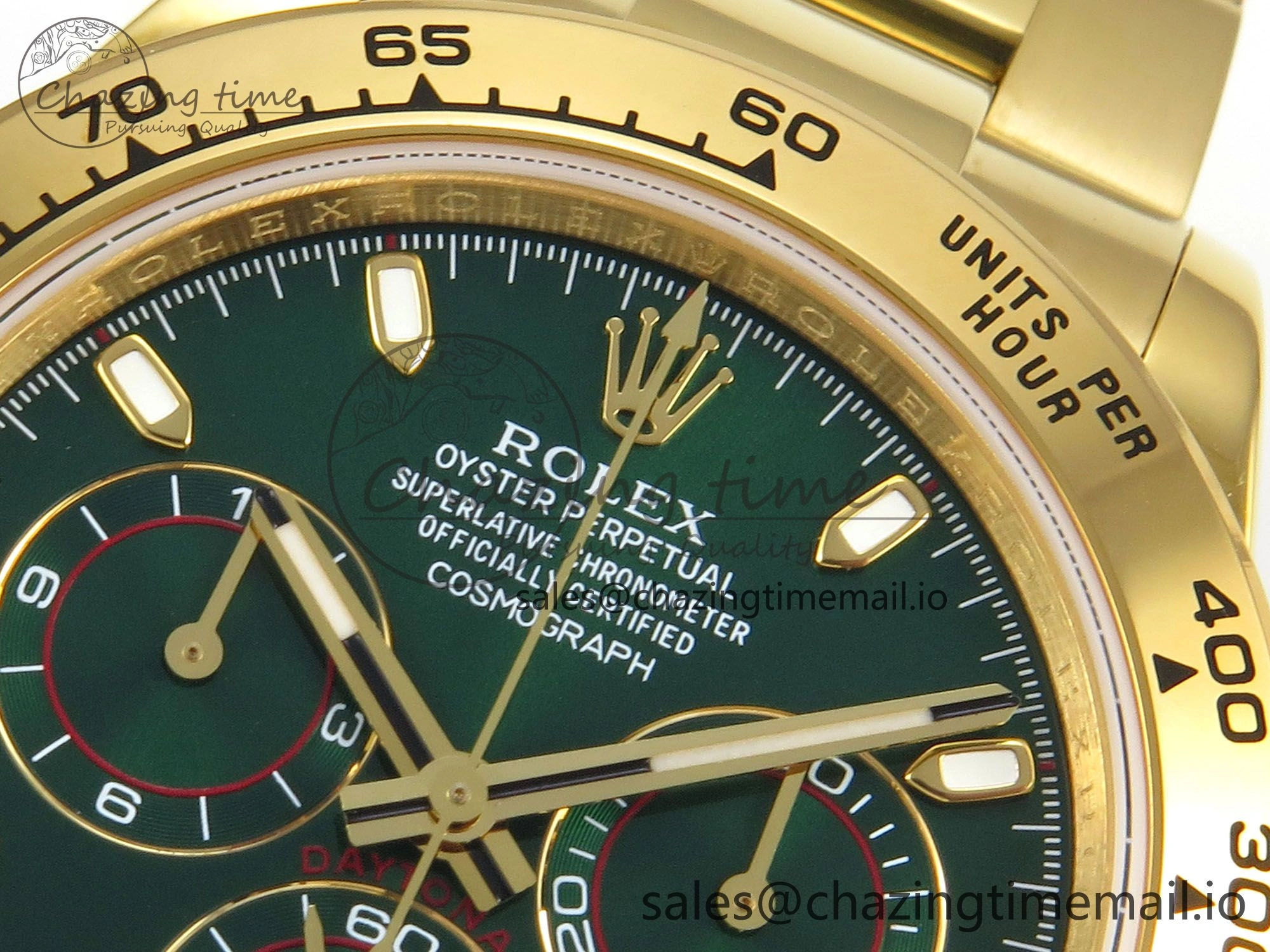 Original Daytona 116508 YG 3CF 1:1 Best Edition YG Bezel Green Dial on YG Bracelet SH4130 V2(Mod Version) 10817
