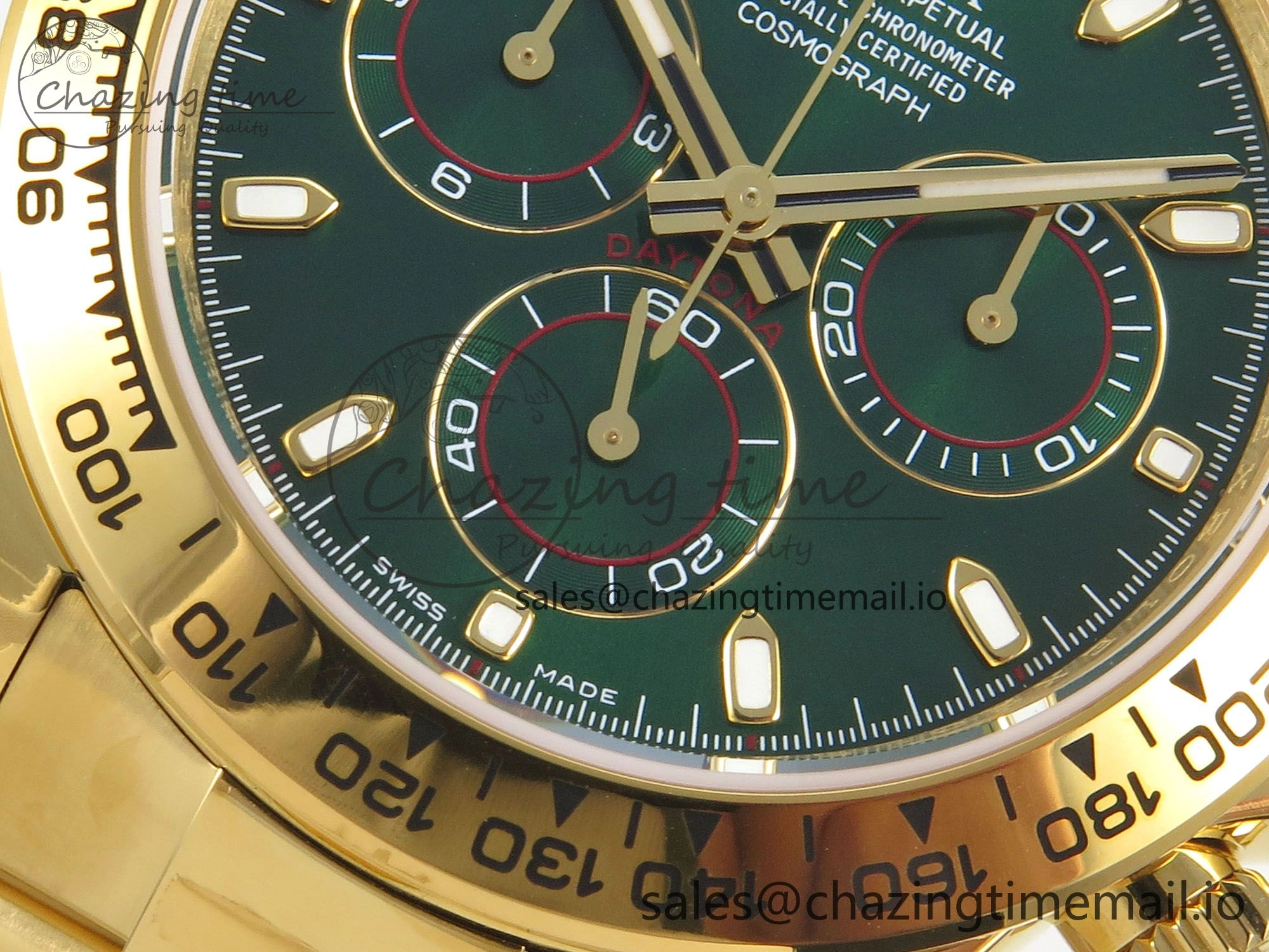 Original Daytona 116508 YG 3CF 1:1 Best Edition YG Bezel Green Dial on YG Bracelet SH4130 V2(Mod Version) 10817
