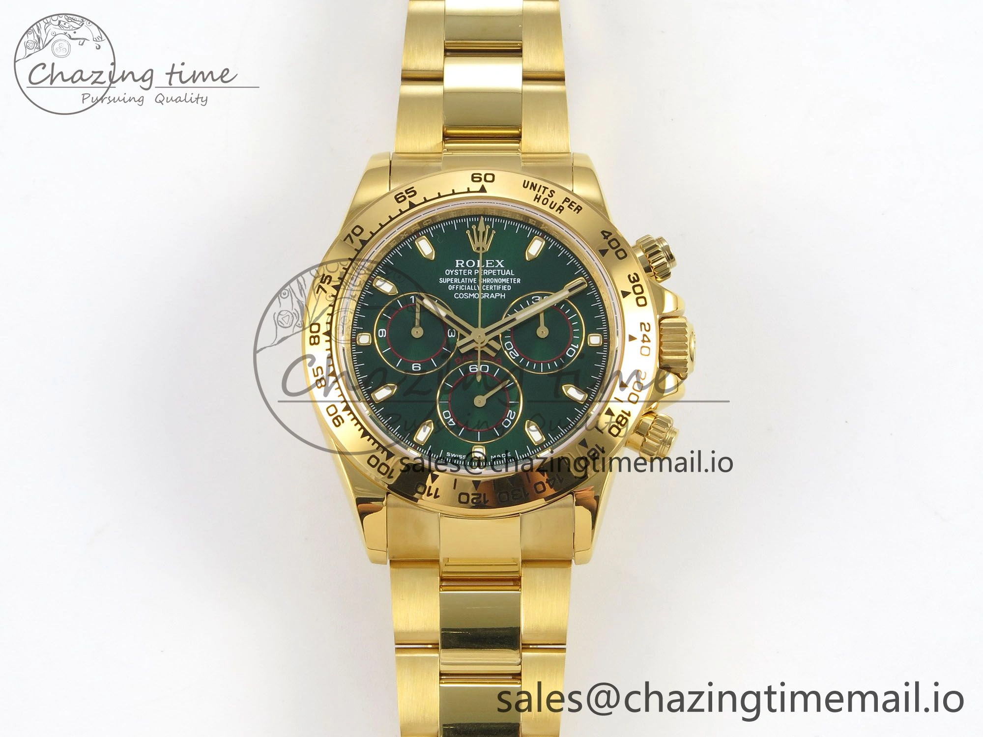 Original Daytona 116508 YG 3CF 1:1 Best Edition YG Bezel Green Dial on YG Bracelet SH4130 V2(Mod Version) 10817