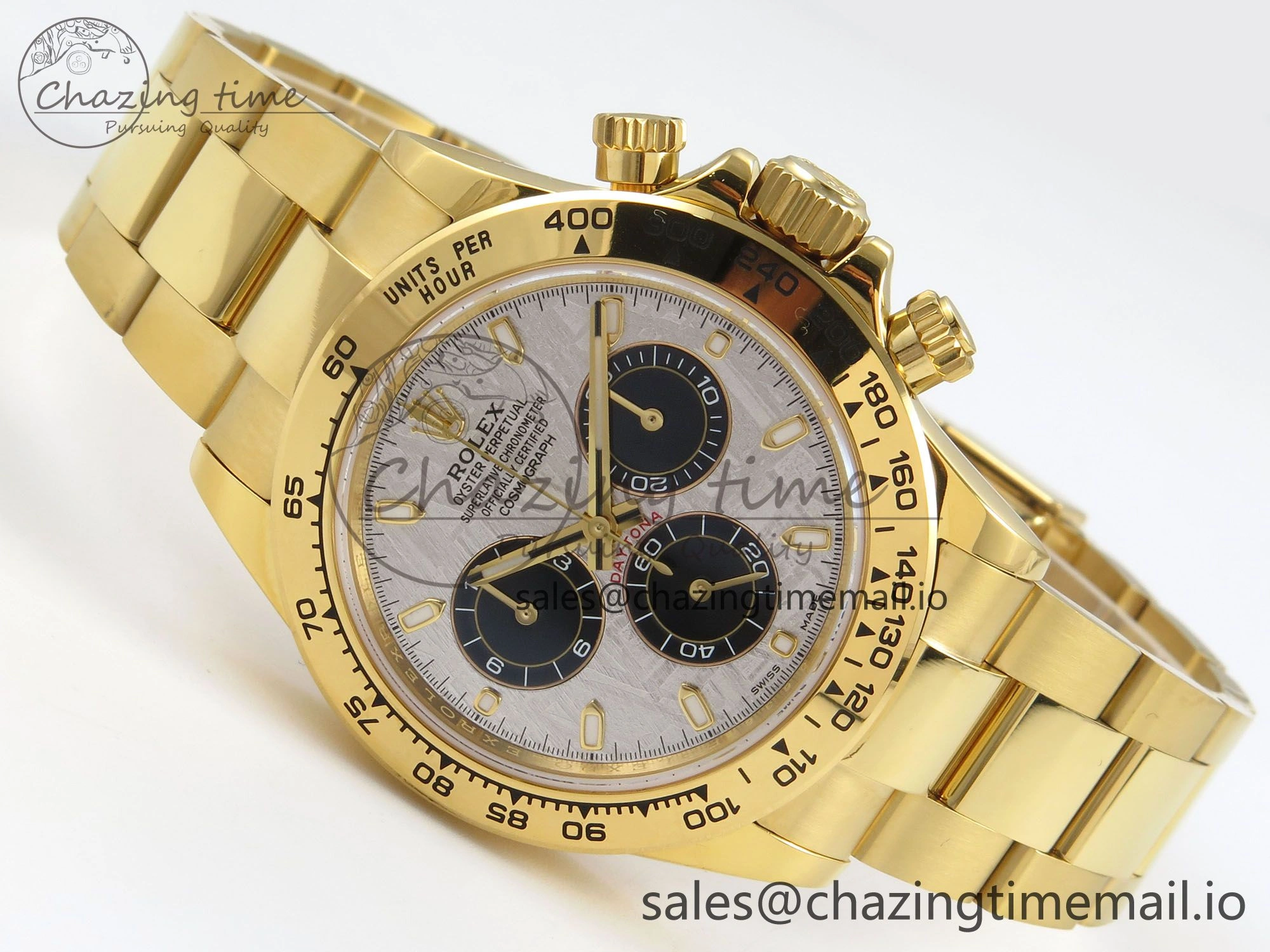 Daytona 116508 YG 3CF 1:1 Best Edition YG Bezel Meteorite Dial on YG Bracelet SH4130 V2(Mod Version) FlexibleFit 10819