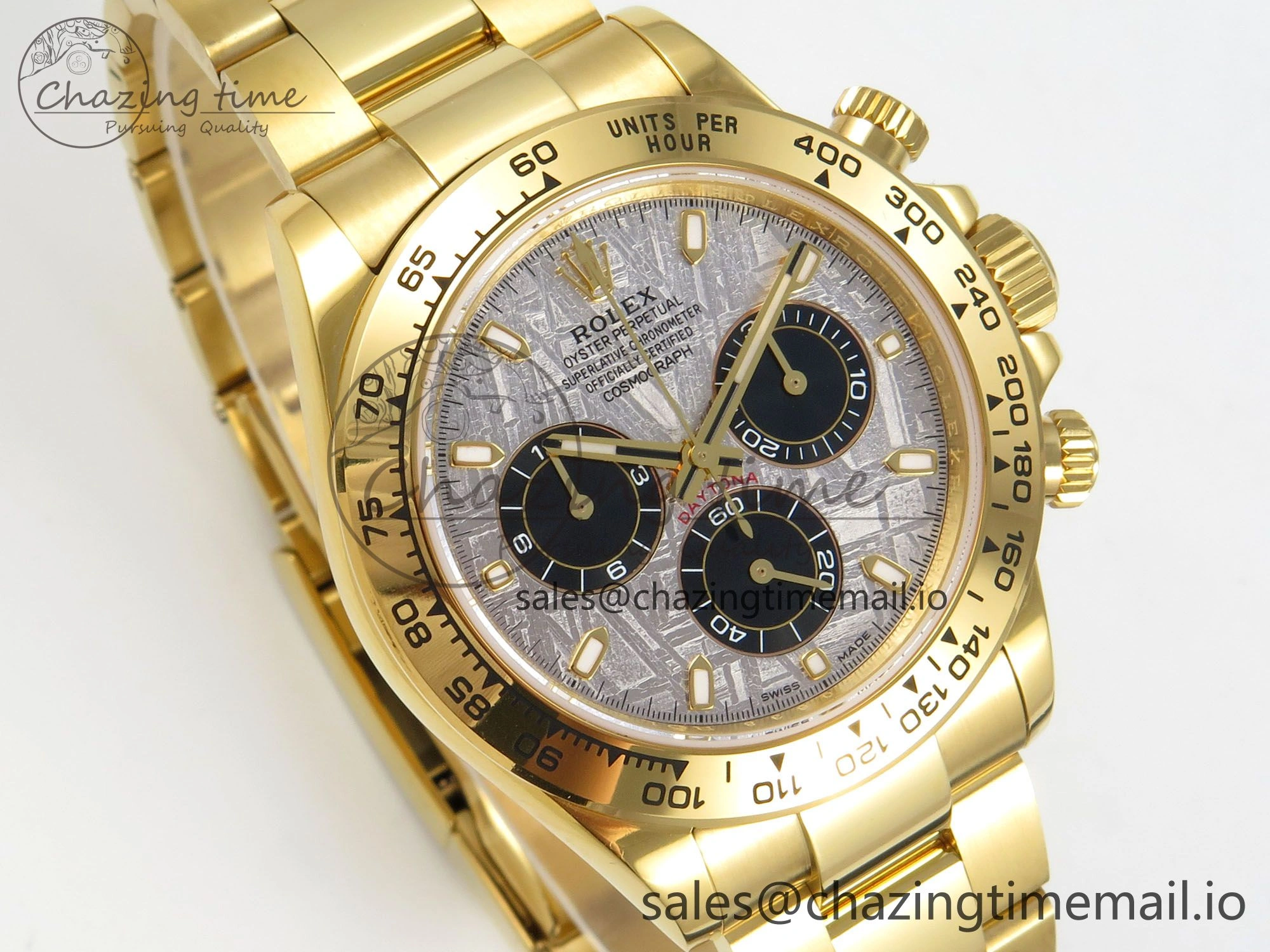 Daytona 116508 YG 3CF 1:1 Best Edition YG Bezel Meteorite Dial on YG Bracelet SH4130 V2(Mod Version) FlexibleFit 10819