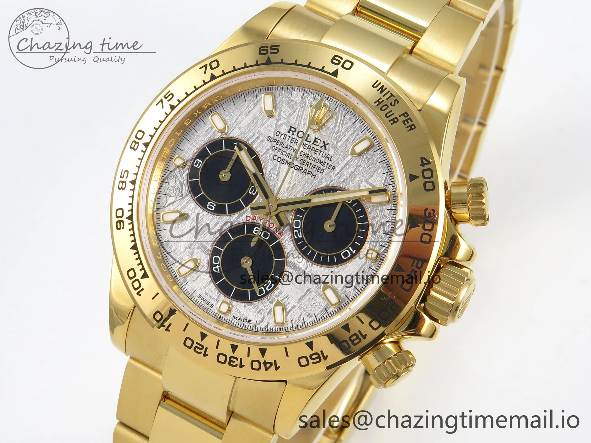 Daytona 116508 YG 3CF 1:1 Best Edition YG Bezel Meteorite Dial on YG Bracelet SH4130 V2(Mod Version) FlexibleFit 10819