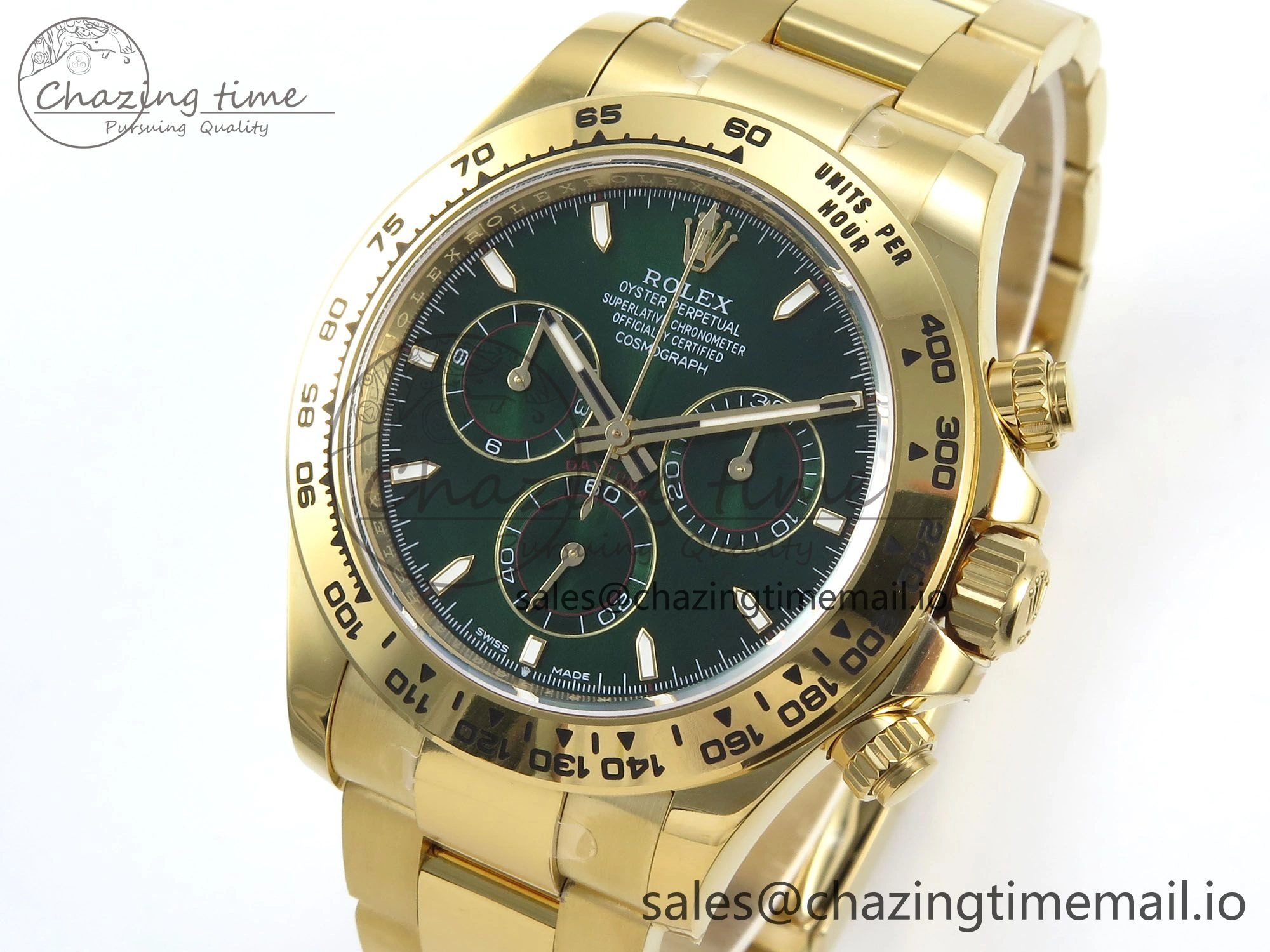 WaterResistant Daytona 116508 YG EWEF 1:1 Best Edition 904L Steel YG Bezel Green Dial on YG Bracelet SH 350