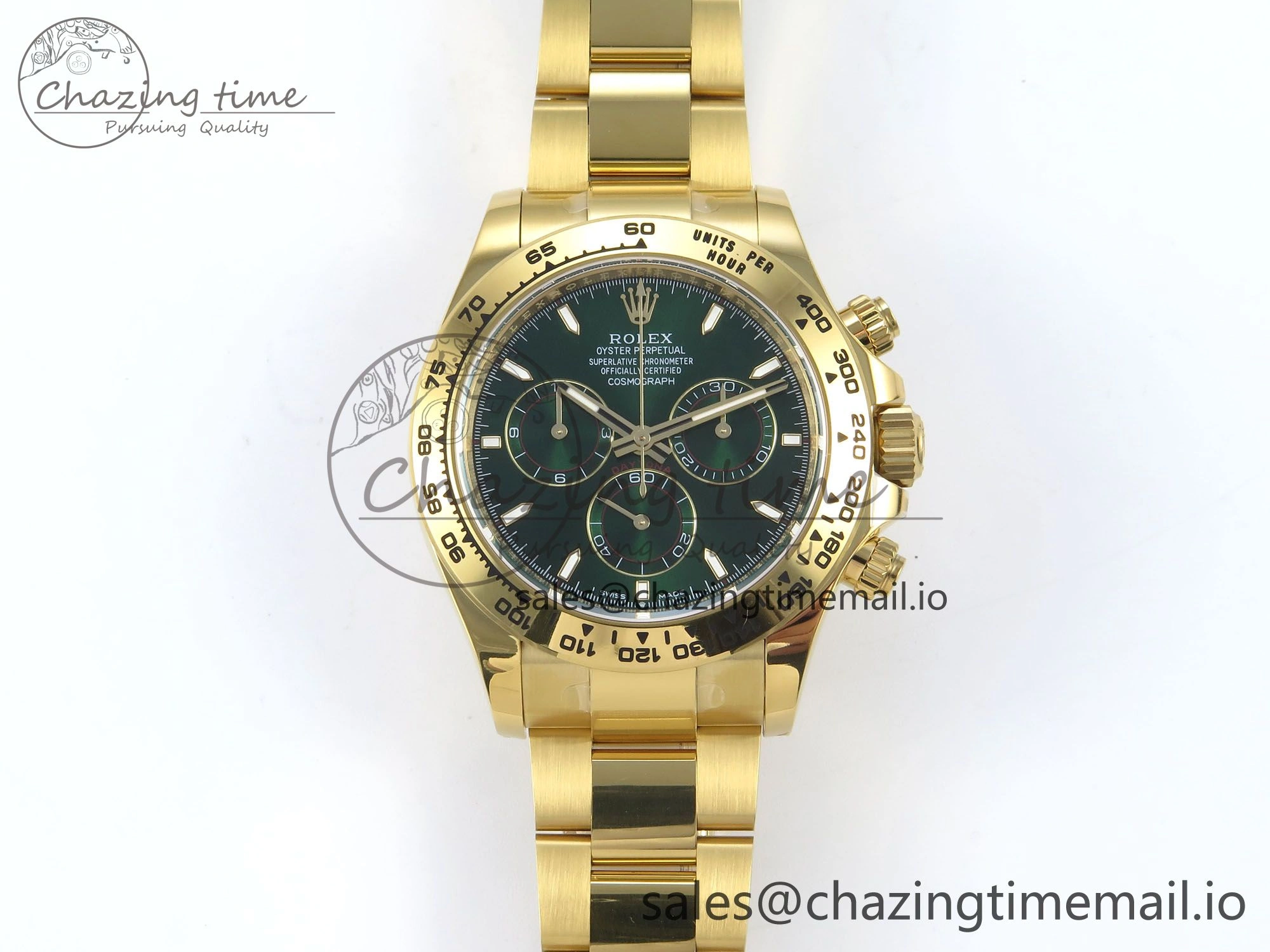 WaterResistant Daytona 116508 YG EWEF 1:1 Best Edition 904L Steel YG Bezel Green Dial on YG Bracelet SH 350