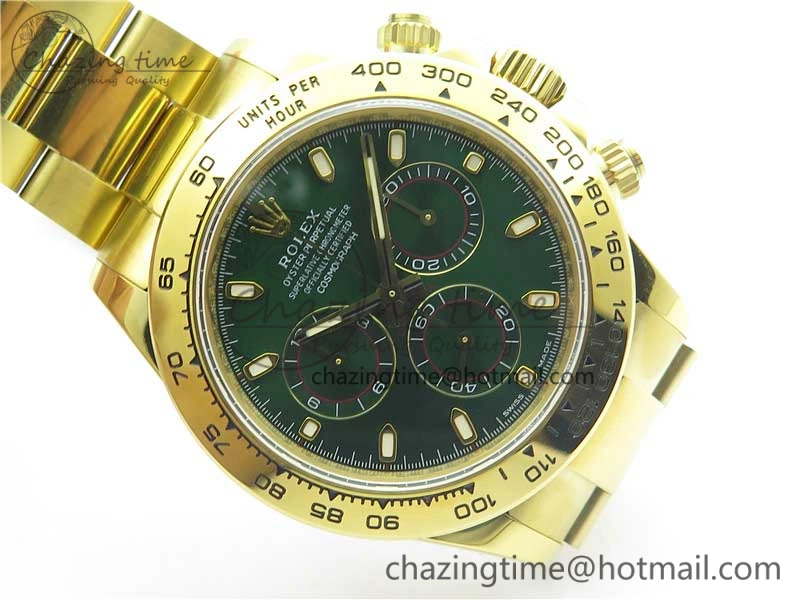 Daytona 116508 YG Noob 1:1 Best Edition 904L SS Case and Bracelet Green Dial SA4130 V Stretchable 3225