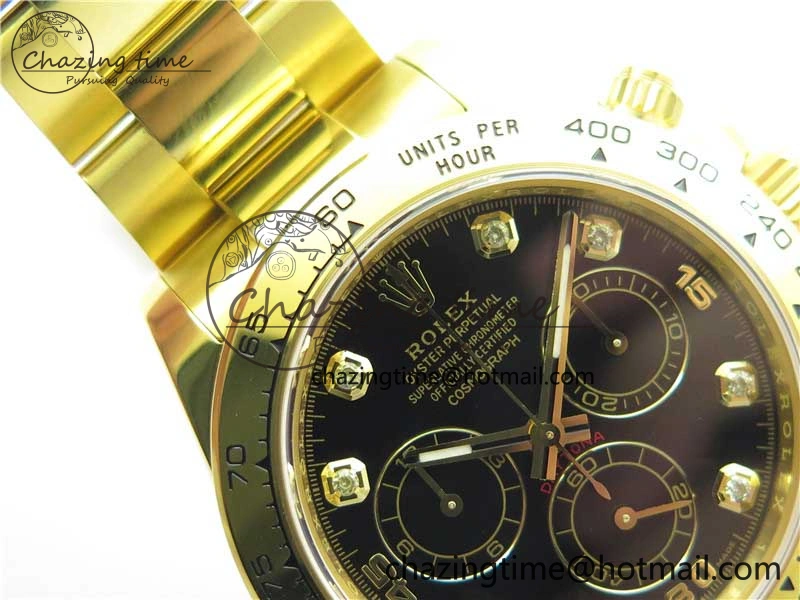 Daytona 116508 YG Noob 1:1 Best Edition 904L YG Case and Bracelet Black Crystal Dial SA Affordable 2630