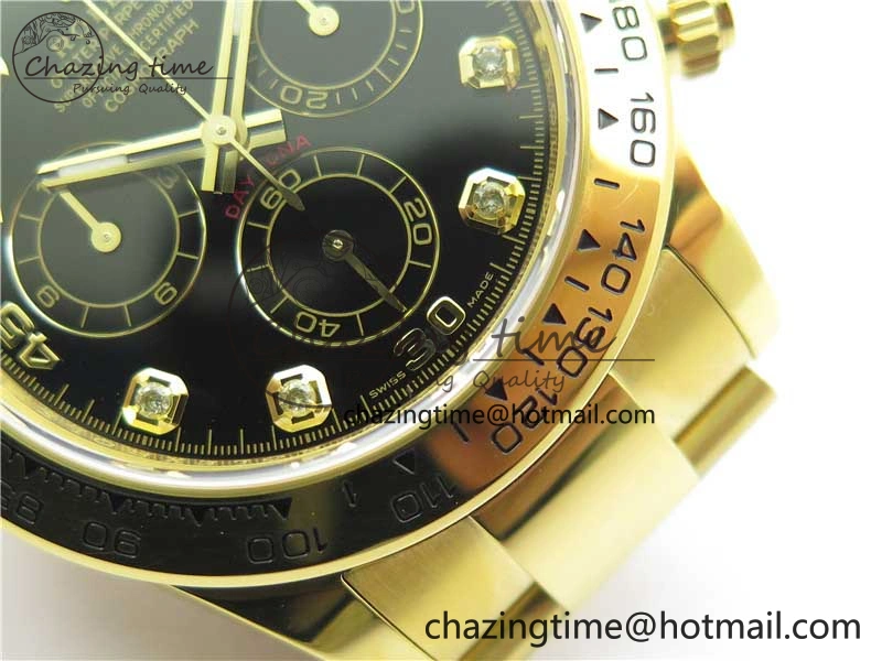 Daytona 116508 YG Noob 1:1 Best Edition 904L YG Case and Bracelet Black Crystal Dial SA Affordable 2630