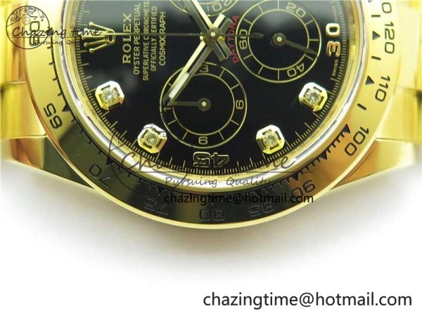 Daytona 116508 YG Noob 1:1 Best Edition 904L YG Case and Bracelet Black Crystal Dial SA Affordable 2630