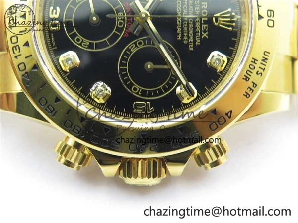 Daytona 116508 YG Noob 1:1 Best Edition 904L YG Case and Bracelet Black Crystal Dial SA Affordable 2630