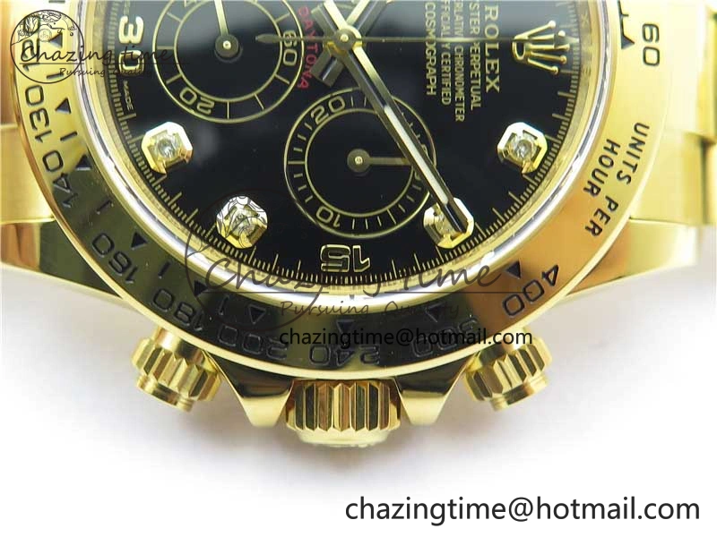 Daytona 116508 YG Noob 1:1 Best Edition 904L YG Case and Bracelet Black Crystal Dial SA Affordable 2630