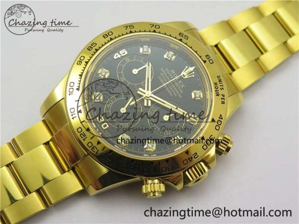 Daytona 116508 YG Noob 1:1 Best Edition 904L YG Case and Bracelet Black Crystal Dial SA Affordable 2630
