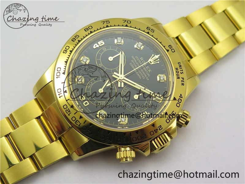 Daytona 116508 YG Noob 1:1 Best Edition 904L YG Case and Bracelet Black Crystal Dial SA Affordable 2630