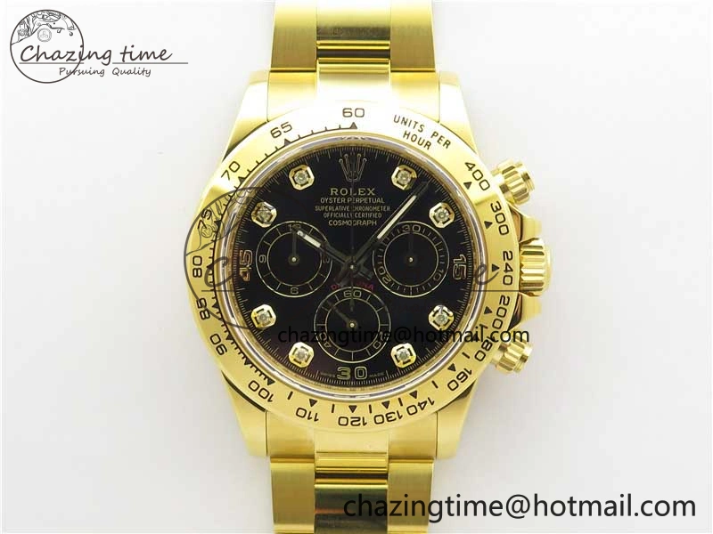 Daytona 116508 YG Noob 1:1 Best Edition 904L YG Case and Bracelet Black Crystal Dial SA Affordable 2630
