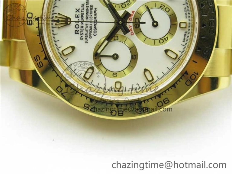 Daytona 116508 YG Noob 1:1 Best Edition 904L YG Case and Bracelet White Dial SA4130 V Resilient 2944