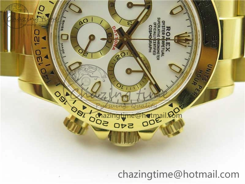 Daytona 116508 YG Noob 1:1 Best Edition 904L YG Case and Bracelet White Dial SA4130 V Resilient 2944