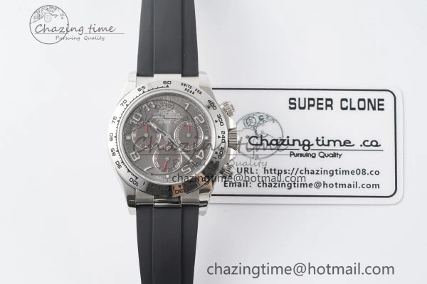 Stylish Daytona 116509 Clean 1:1 Best Edition 904L SS Case Gray Dial on Rubber Strap SA4130 V 2156