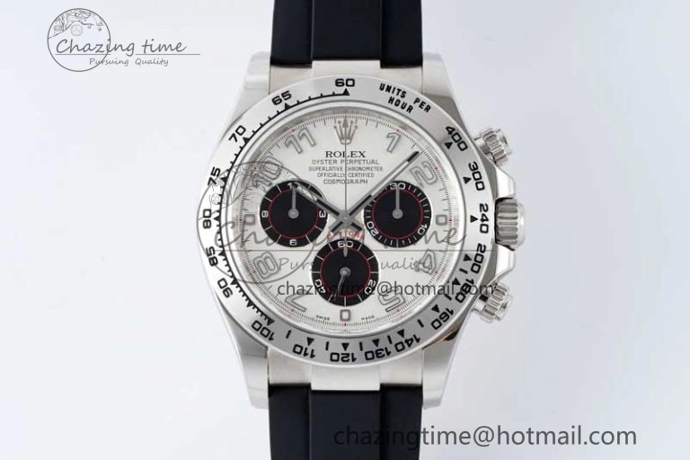 Daytona 116509 Clean 1:1 Best Edition 904L SS Case Silver Black Dial on Rubber Strap SA4130 V Casual 2119