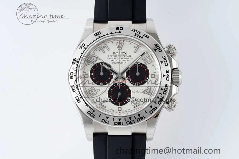 Daytona 116509 Clean 1:1 Best Edition 904L SS Case Silver Black Dial on Rubber Strap SA4130 V Casual 2119