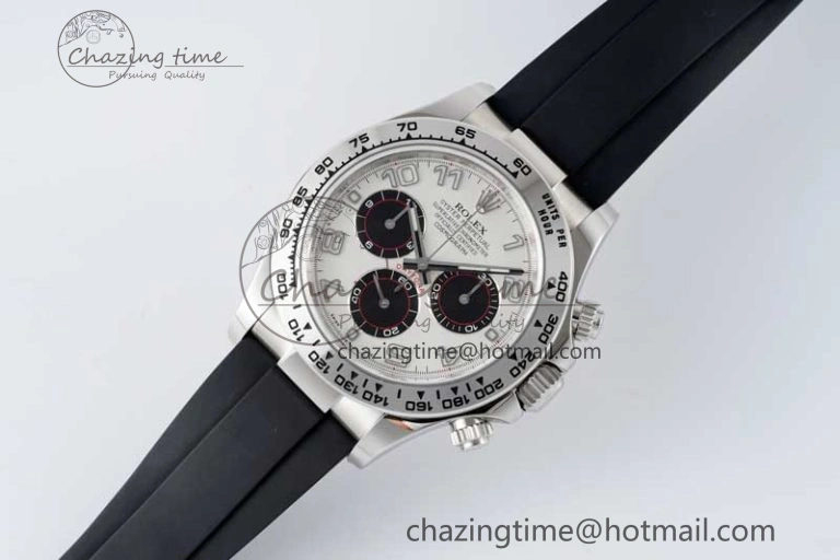 Daytona 116509 Clean 1:1 Best Edition 904L SS Case Silver Black Dial on Rubber Strap SA4130 V Casual 2119