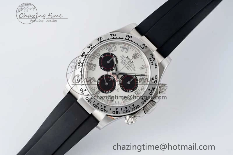 Daytona 116509 Clean 1:1 Best Edition 904L SS Case Silver Black Dial on Rubber Strap SA4130 V Casual 2119