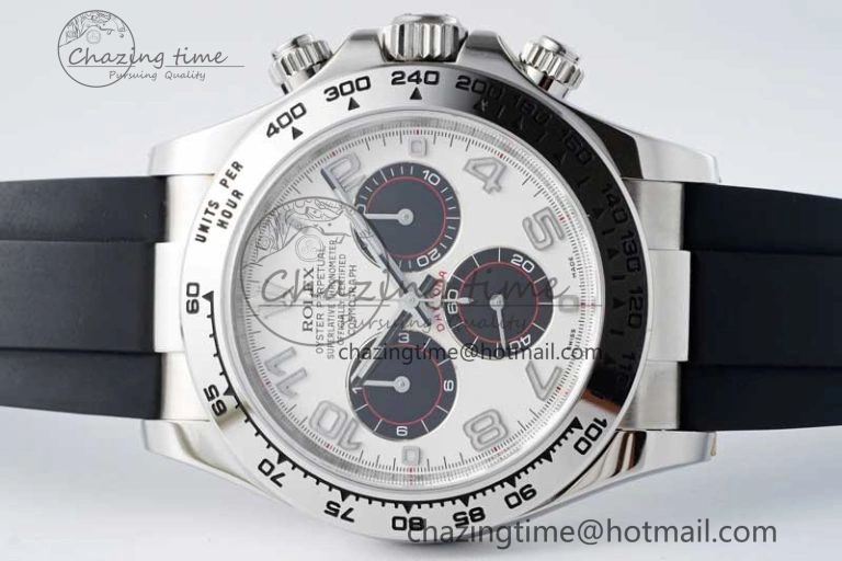 Daytona 116509 Clean 1:1 Best Edition 904L SS Case Silver Black Dial on Rubber Strap SA4130 V Casual 2119