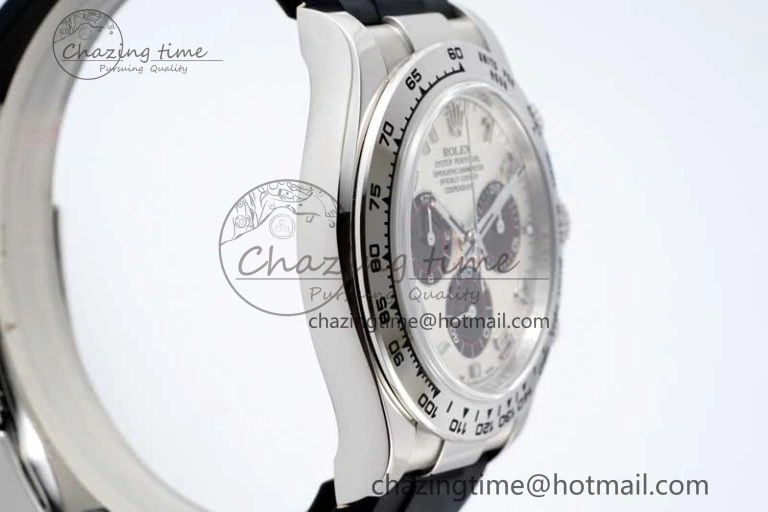 Daytona 116509 Clean 1:1 Best Edition 904L SS Case Silver Black Dial on Rubber Strap SA4130 V Casual 2119