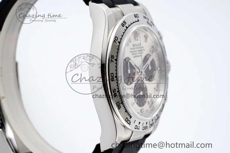 Daytona 116509 Clean 1:1 Best Edition 904L SS Case Silver Black Dial on Rubber Strap SA4130 V Casual 2119