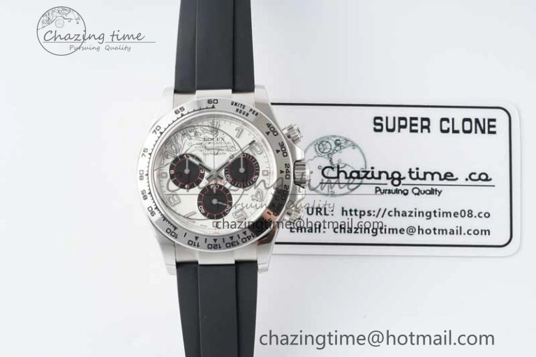 Daytona 116509 Clean 1:1 Best Edition 904L SS Case Silver Black Dial on Rubber Strap SA4130 V Casual 2119