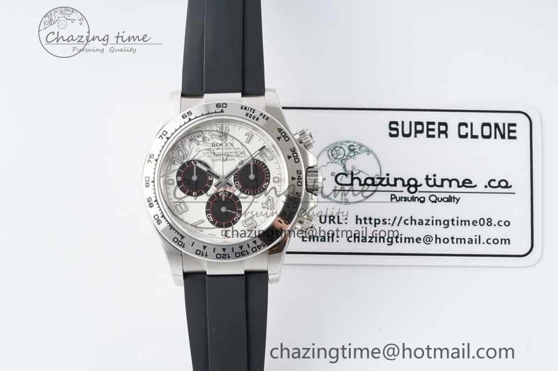 Daytona 116509 Clean 1:1 Best Edition 904L SS Case Silver Black Dial on Rubber Strap SA4130 V Casual 2119