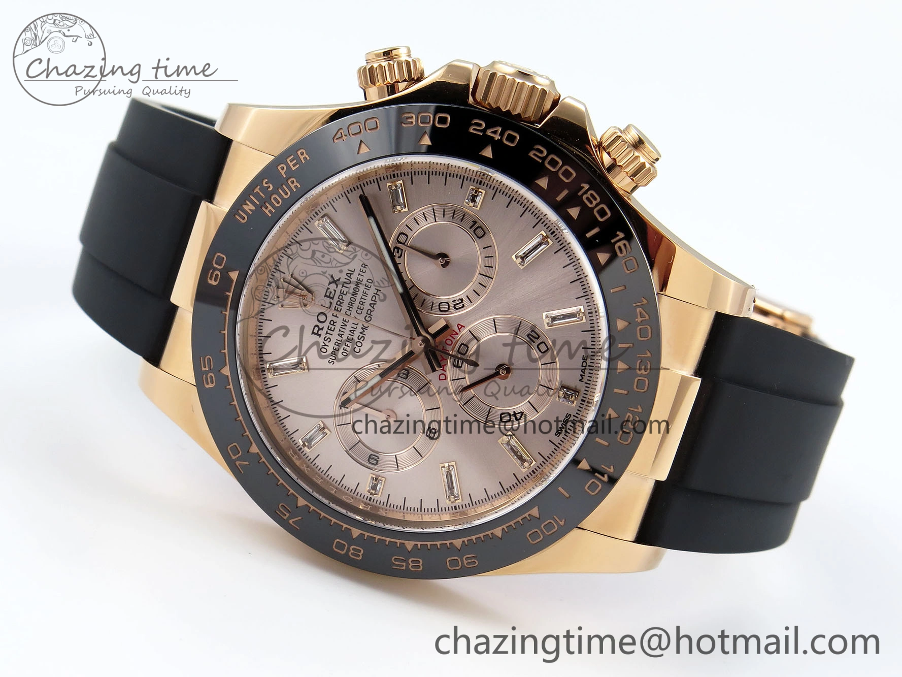 Timeless Daytona 116515 1:1 Best Edition Clean Factory Black Ceramic Bezel Champagne Diamond Markers Dial on Oysterflex Rubber Strap A 1733