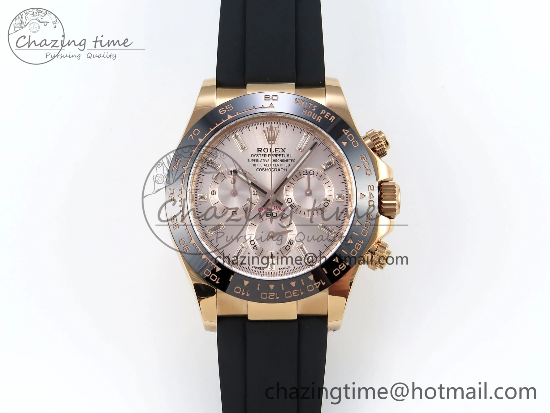 Timeless Daytona 116515 1:1 Best Edition Clean Factory Black Ceramic Bezel Champagne Diamond Markers Dial on Oysterflex Rubber Strap A 1733