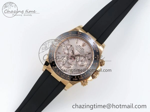 Timeless Daytona 116515 1:1 Best Edition Clean Factory Black Ceramic Bezel Champagne Diamond Markers Dial on Oysterflex Rubber Strap A 1733