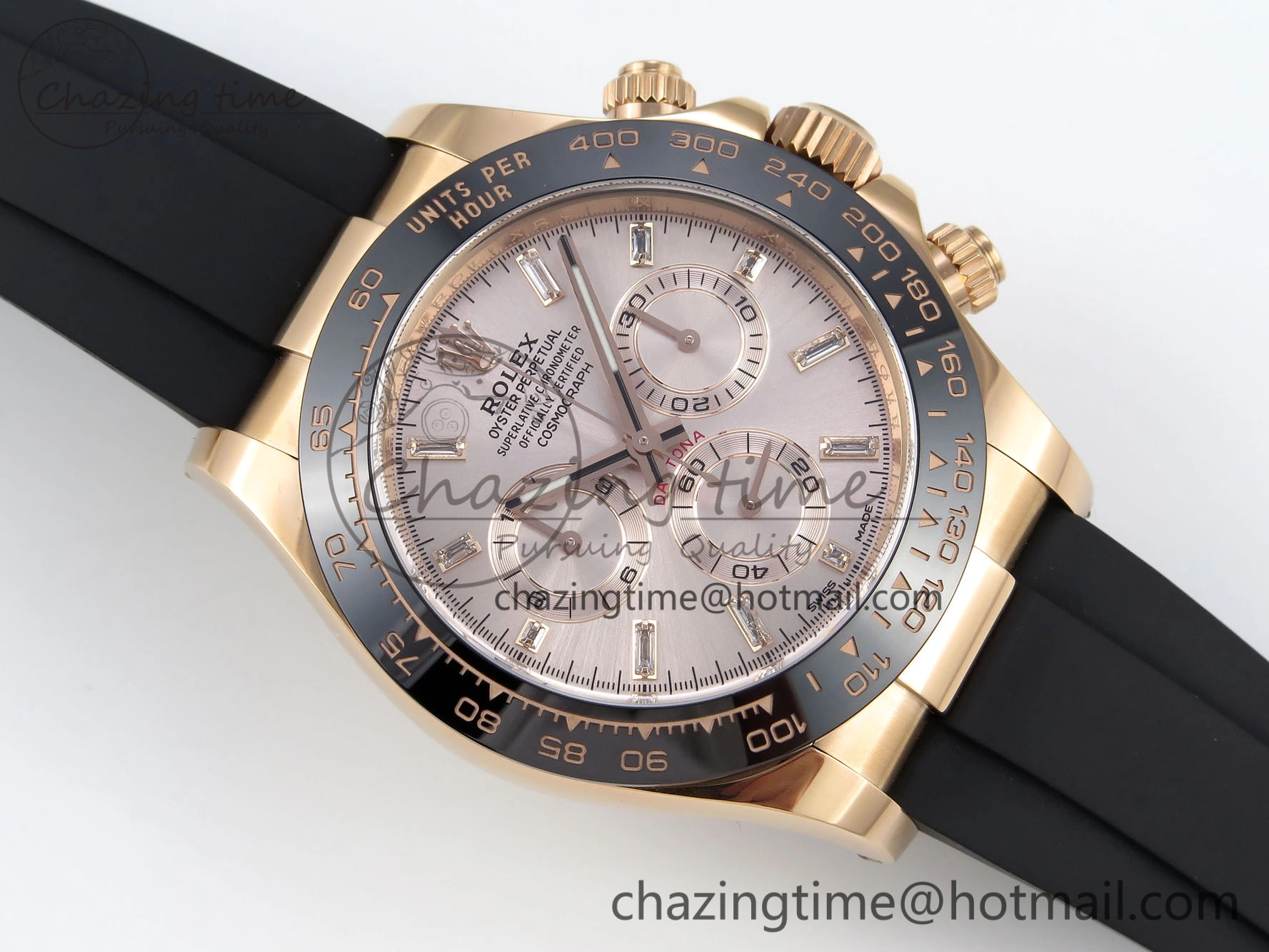 Timeless Daytona 116515 1:1 Best Edition Clean Factory Black Ceramic Bezel Champagne Diamond Markers Dial on Oysterflex Rubber Strap A 1733