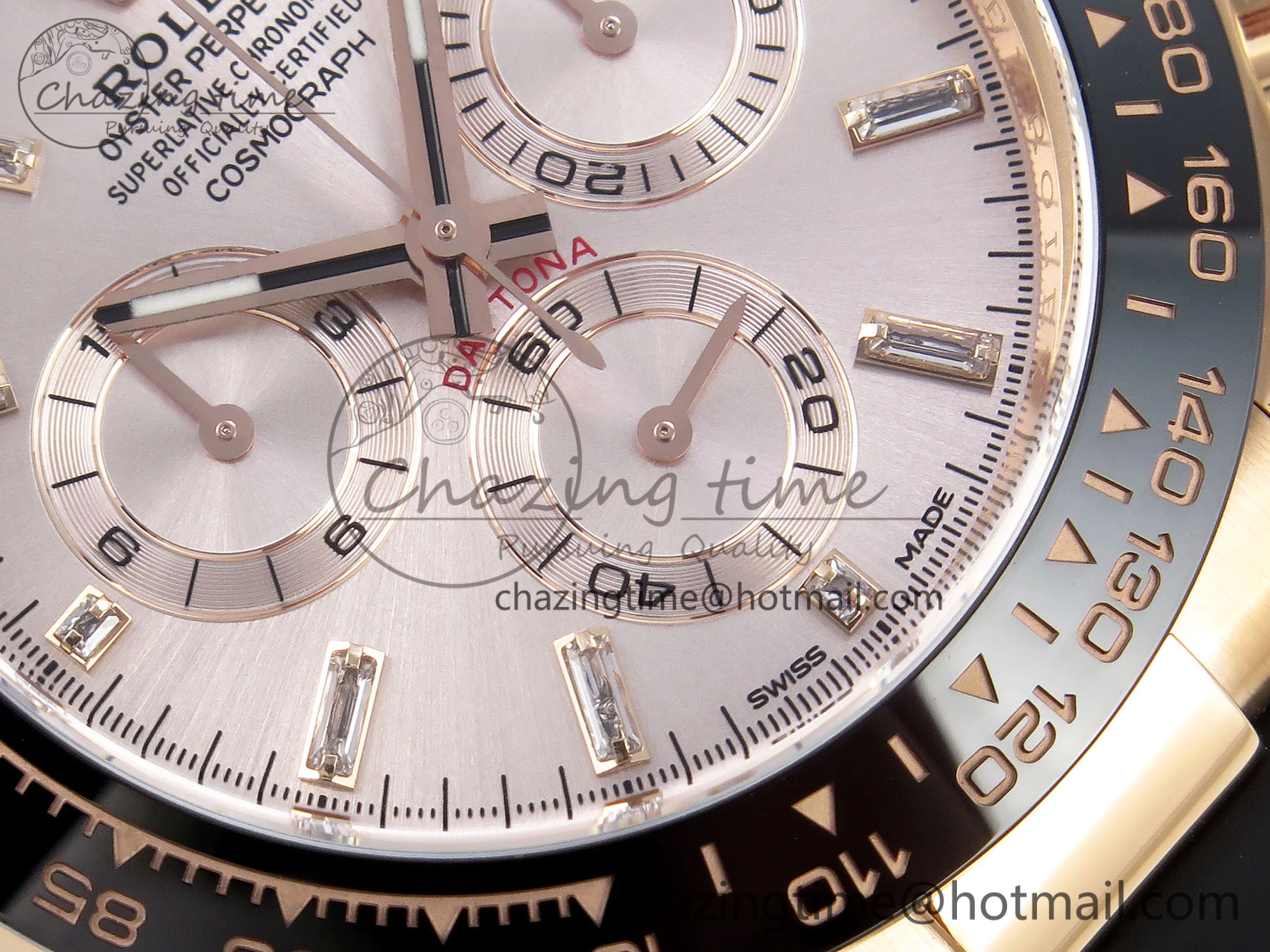 Timeless Daytona 116515 1:1 Best Edition Clean Factory Black Ceramic Bezel Champagne Diamond Markers Dial on Oysterflex Rubber Strap A 1733