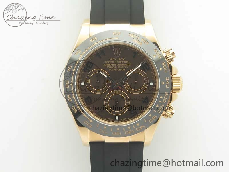 Trendy Daytona 116515 ARF 1:1 Best Edition Chocolate Dial On Black Rubber Strap A4130 Super Clone V 3377