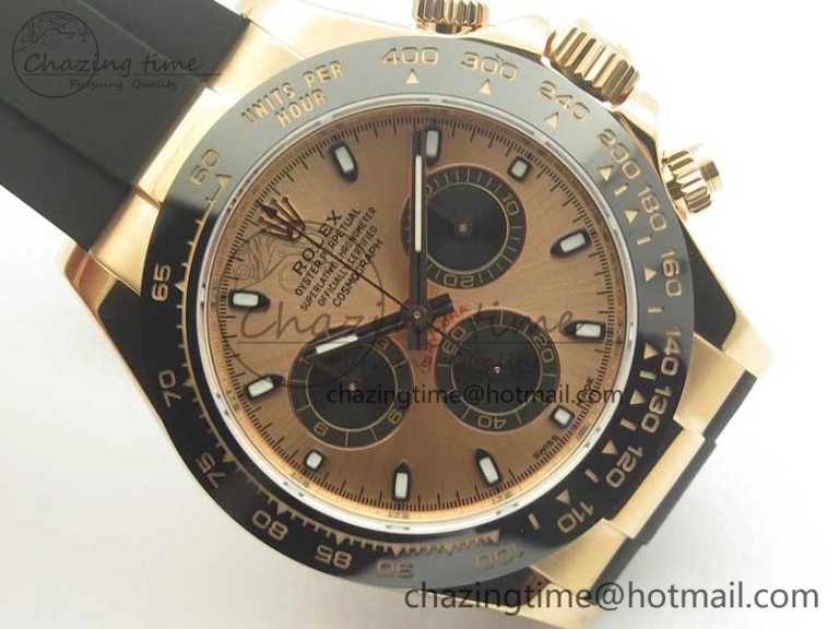 Breathable Daytona 116515 ARF 1:1 Best Edition Rose Gold Dial On Black Rubber Strap A4130 Super Clone V 3379