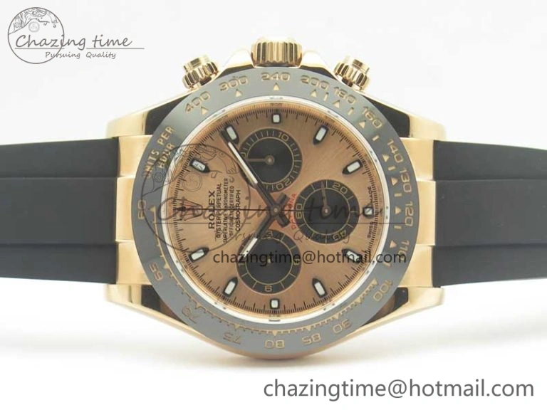 Breathable Daytona 116515 ARF 1:1 Best Edition Rose Gold Dial On Black Rubber Strap A4130 Super Clone V 3379