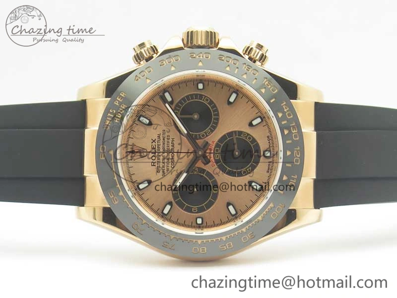 Breathable Daytona 116515 ARF 1:1 Best Edition Rose Gold Dial On Black Rubber Strap A4130 Super Clone V 3379