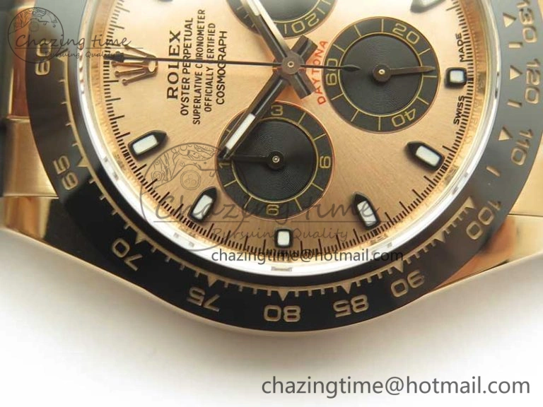 Breathable Daytona 116515 ARF 1:1 Best Edition Rose Gold Dial On Black Rubber Strap A4130 Super Clone V 3379