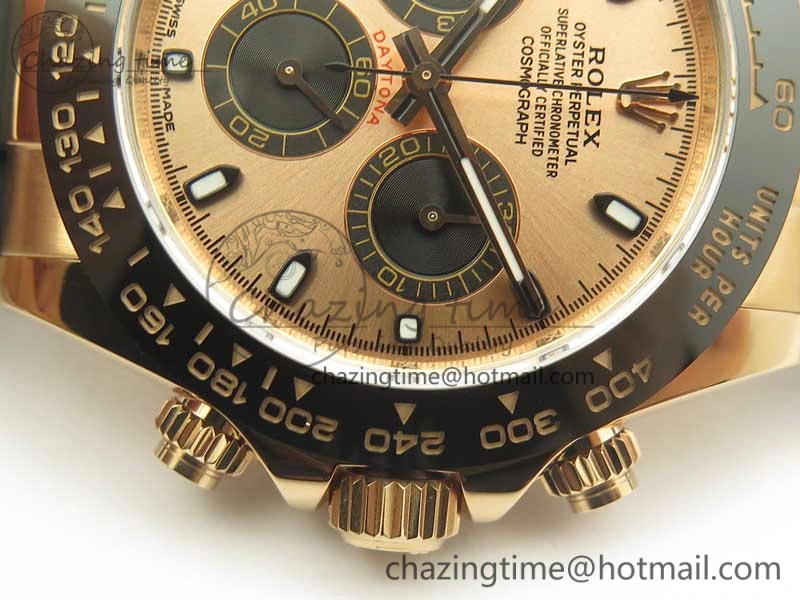 Breathable Daytona 116515 ARF 1:1 Best Edition Rose Gold Dial On Black Rubber Strap A4130 Super Clone V 3379