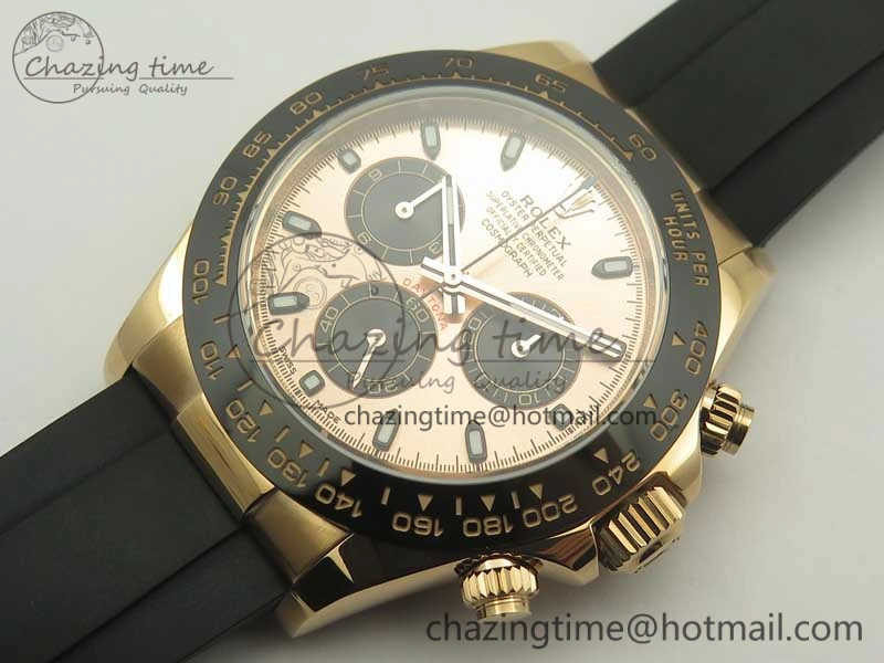 Breathable Daytona 116515 ARF 1:1 Best Edition Rose Gold Dial On Black Rubber Strap A4130 Super Clone V 3379