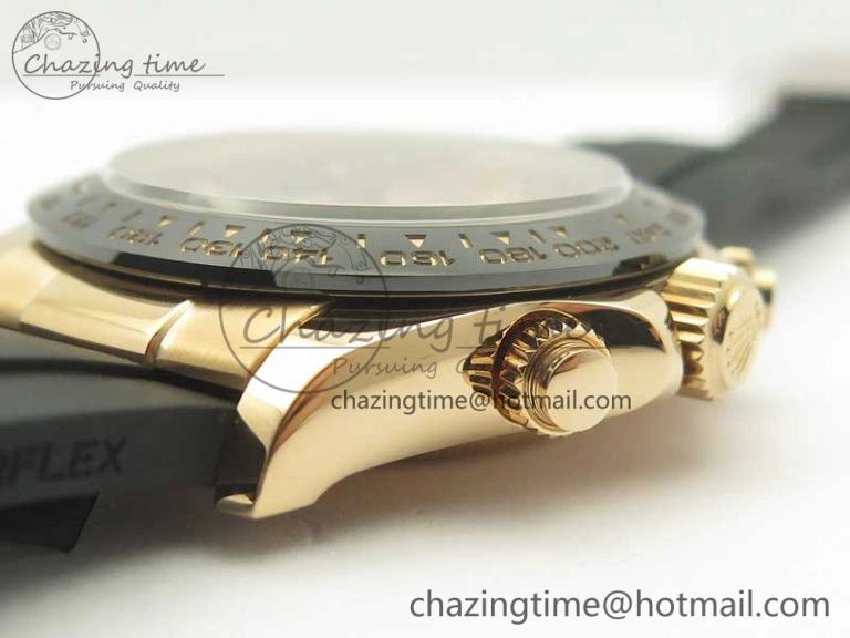 Breathable Daytona 116515 ARF 1:1 Best Edition Rose Gold Dial On Black Rubber Strap A4130 Super Clone V 3379