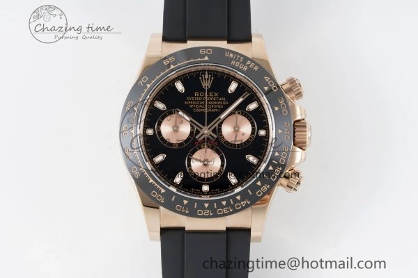 Stylish Daytona 116515 BTF 1:1 Best Edition Black RG Dial on Oysterflex Rubber Strap SA4130 V 2261