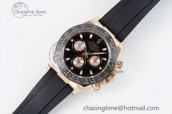 Stylish Daytona 116515 BTF 1:1 Best Edition Black RG Dial on Oysterflex Rubber Strap SA4130 V 2261