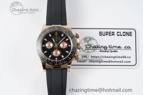Stylish Daytona 116515 BTF 1:1 Best Edition Black RG Dial on Oysterflex Rubber Strap SA4130 V 2261