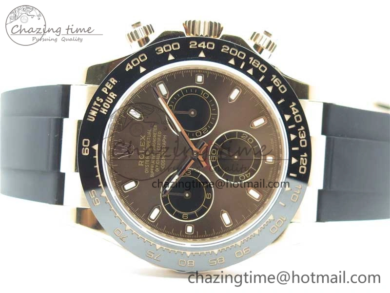 Daytona 116515 Noob 1:1 Best Edition Chocolate Dial Lume Markers on Black Rubber Strap SA4130 (Free Extra Strap) V Premium 2976