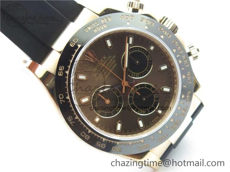 Daytona 116515 Noob 1:1 Best Edition Chocolate Dial Lume Markers on Black Rubber Strap SA4130 (Free Extra Strap) V Premium 2976