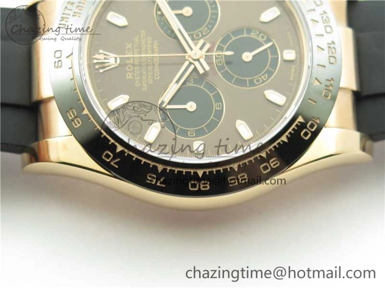 Daytona 116515 Noob 1:1 Best Edition Chocolate Dial Lume Markers on Black Rubber Strap SA4130 (Free Extra Strap) V Premium 2976