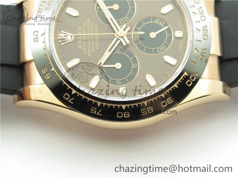 Daytona 116515 Noob 1:1 Best Edition Chocolate Dial Lume Markers on Black Rubber Strap SA4130 (Free Extra Strap) V Premium 2976
